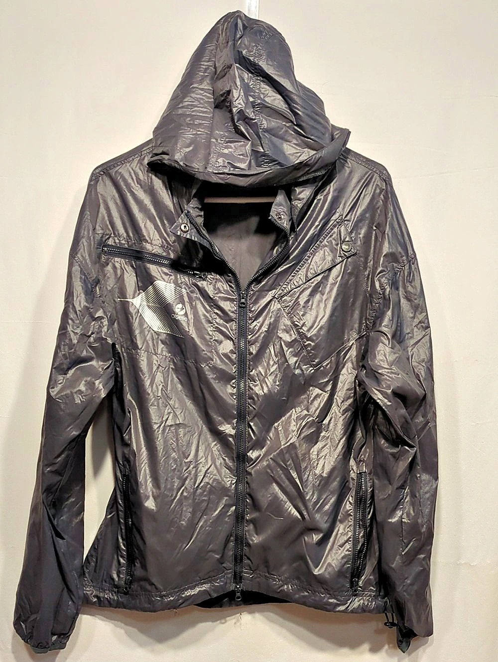 oiselle Reflective Vim Jacket Hooded Nylon Gray Medium